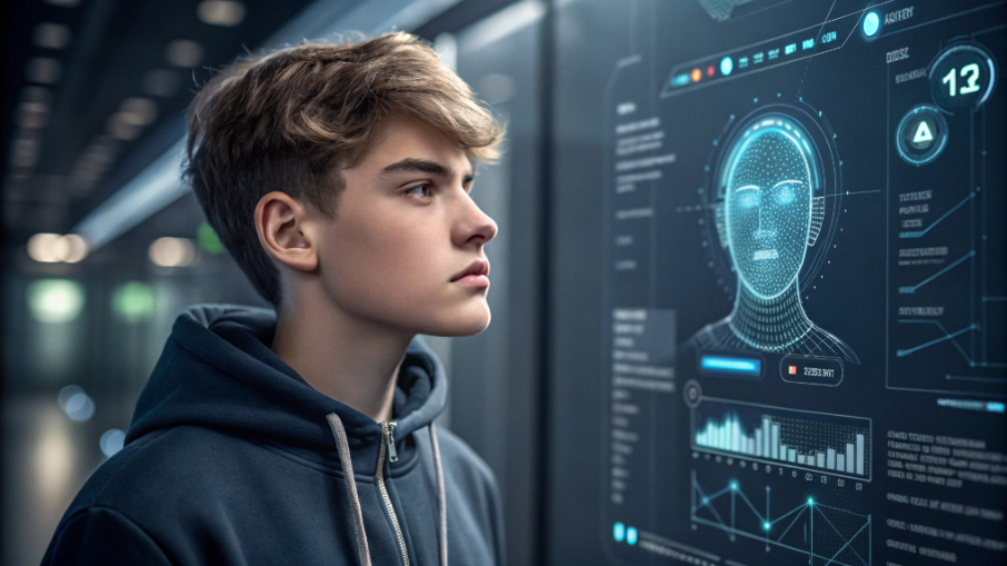 Teen authenticating via an age verification system